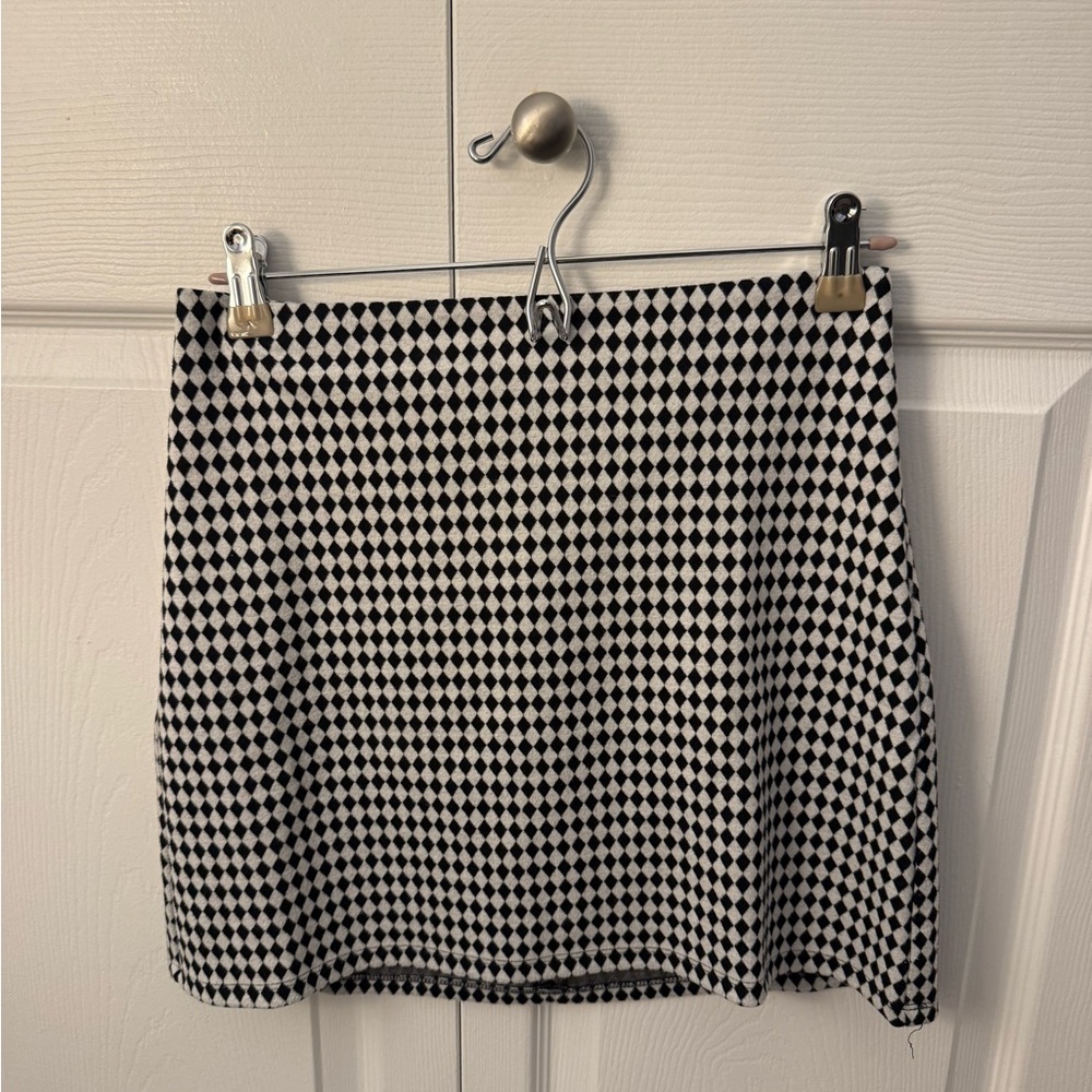 Reformation Retro Black and White Mini Skirt
